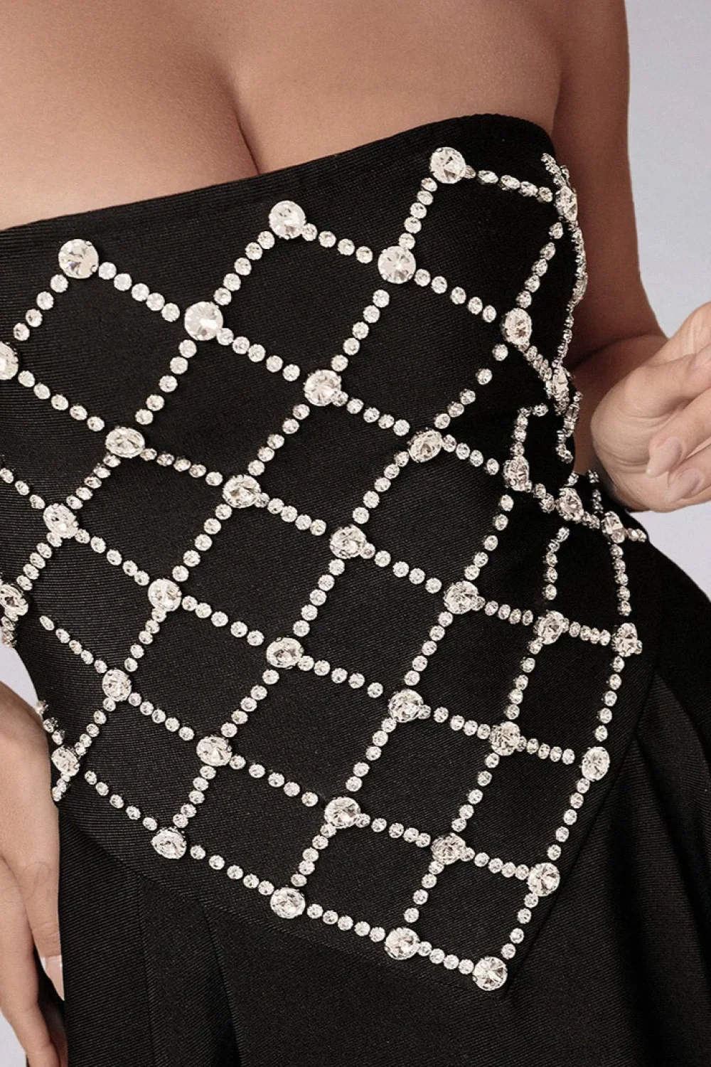 Rhinestone Beaded Off-the-Shoulder Fitted Bodycon Evening Dress - Image 6