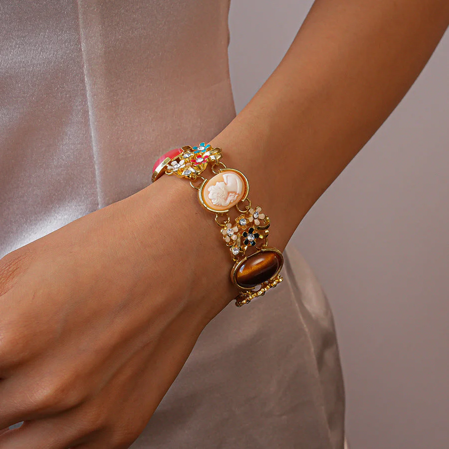 Rhinestone Resin Flower Colorful Bracelet - Image 2