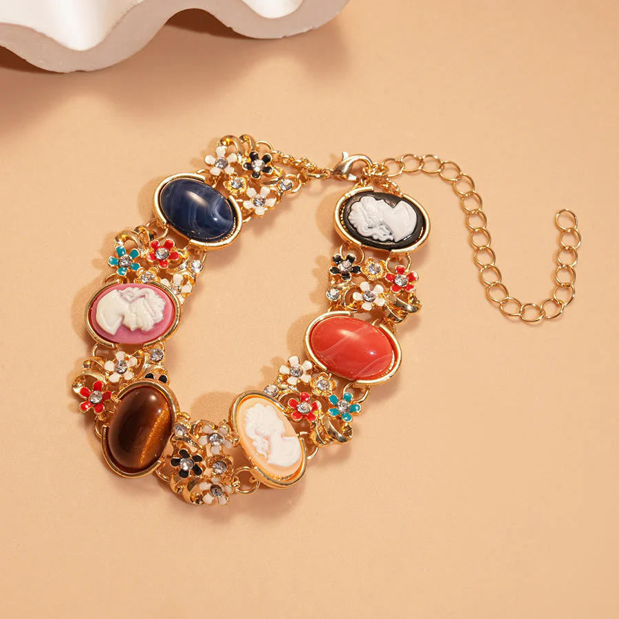 Rhinestone Resin Flower Colorful Bracelet - Image 3