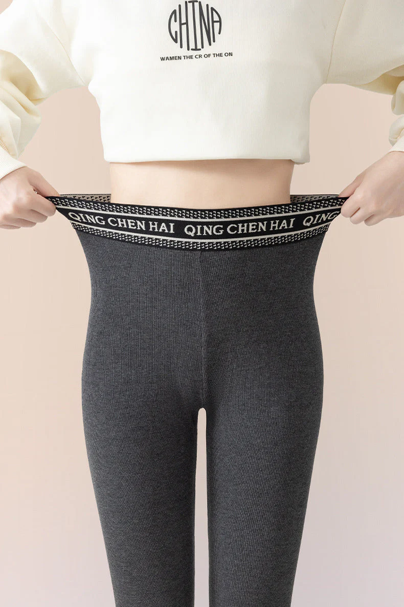 Ribbed Cotton Fleece Lined Slim Fit Ankle Length Leggings - Image 4