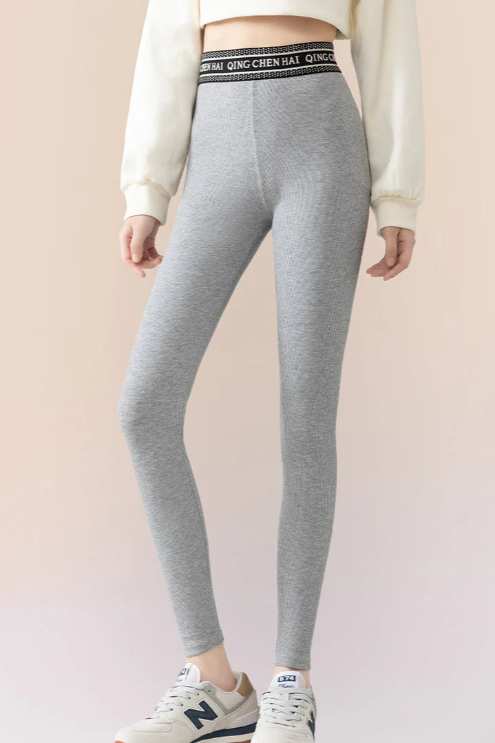 Ribbed Cotton Fleece Lined Slim Fit Ankle Length Leggings - Image 6