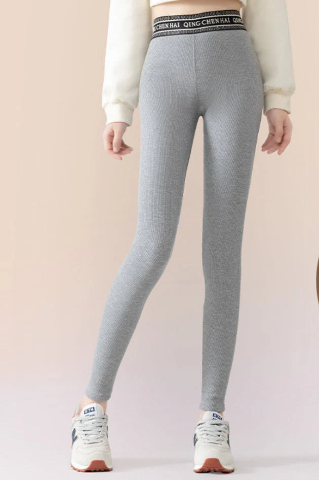 Ribbed Cotton Fleece Lined Slim Fit Ankle Length Leggings - Image 7