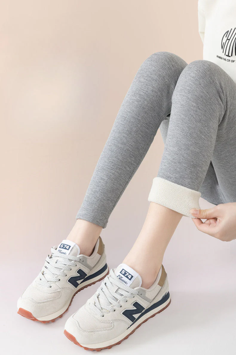 Ribbed Cotton Fleece Lined Slim Fit Ankle Length Leggings - Image 8