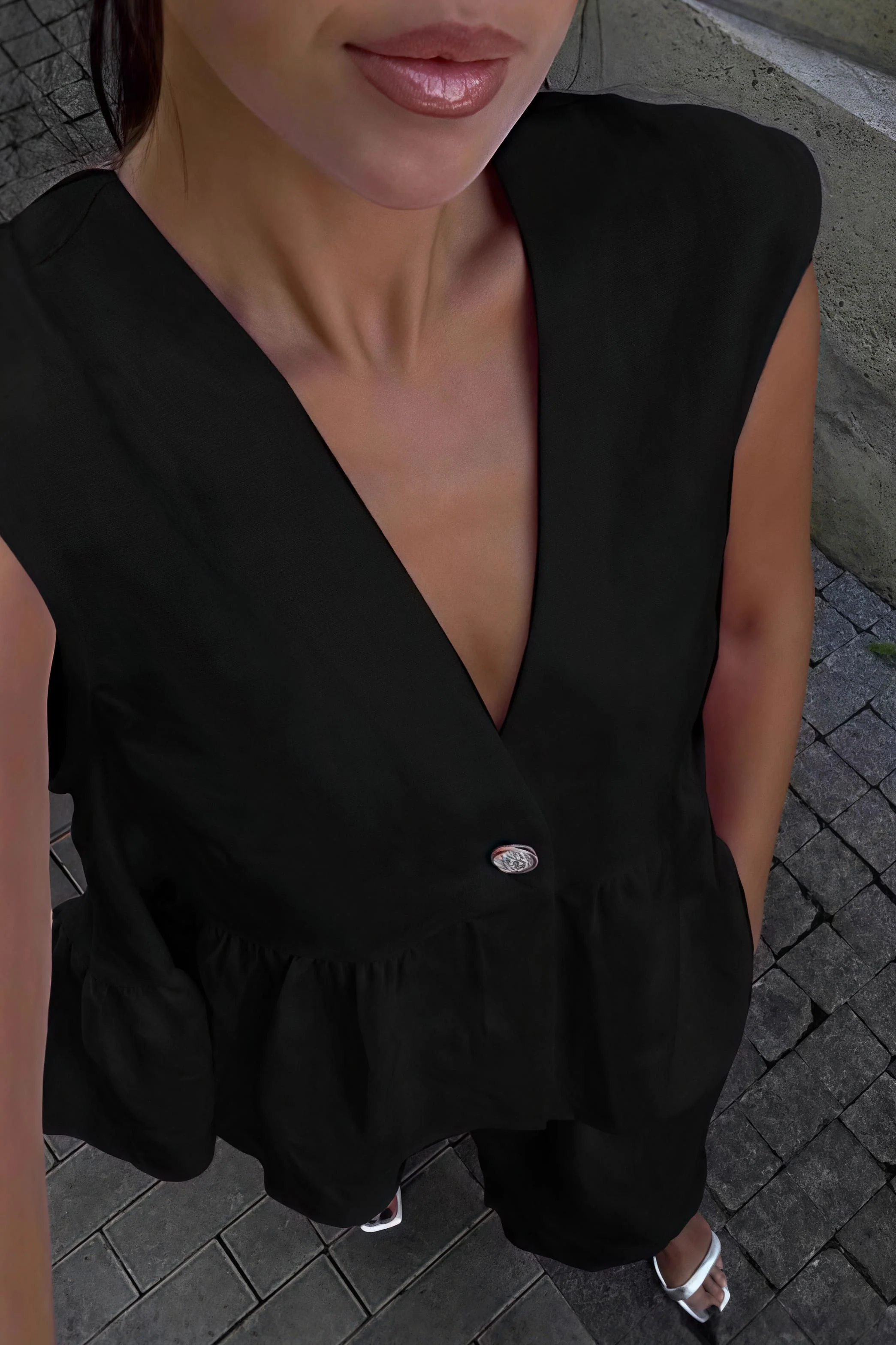 Romantic Cotton V Neck Sleeveless Vest Pants Two Piece Set - Image 9