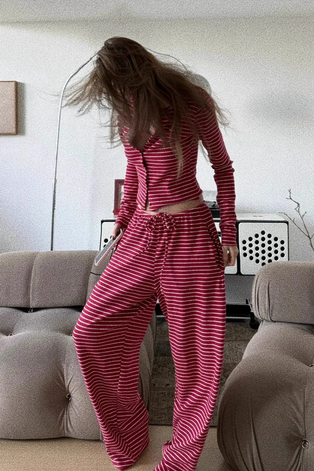 Romantic Striped Minimalist Two Piece Set - Image 3