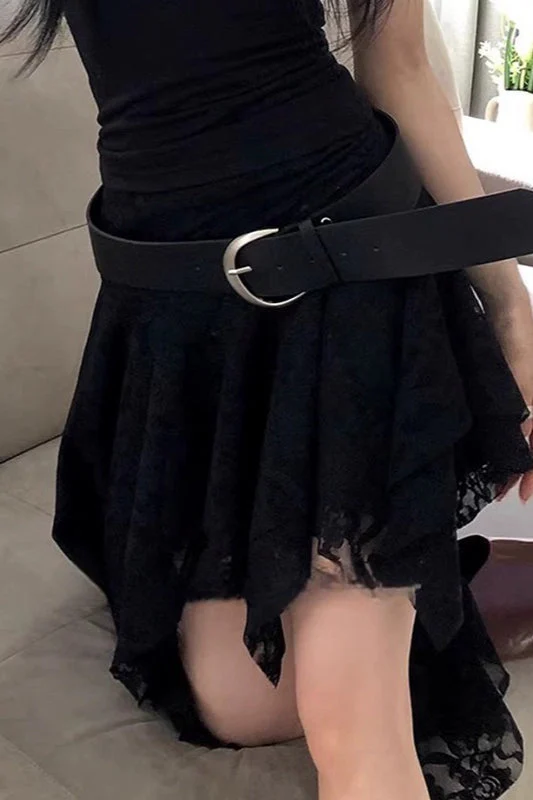 Rose Crochet Unique Asymmetrical Lace Mini Skirt - Image 7