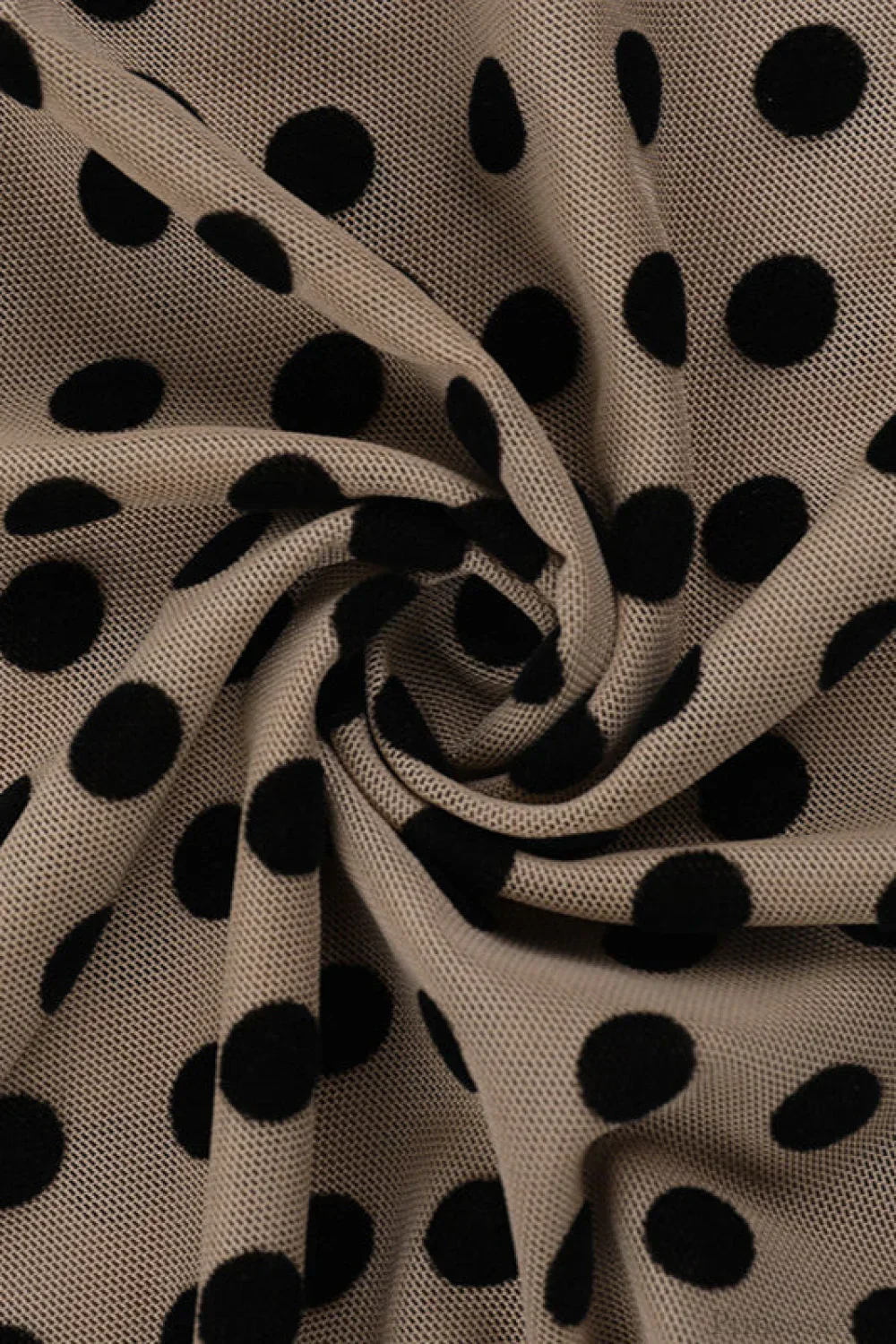 Round Neck Polka Dot Print Fitted Long Sleeve Tee - Image 4