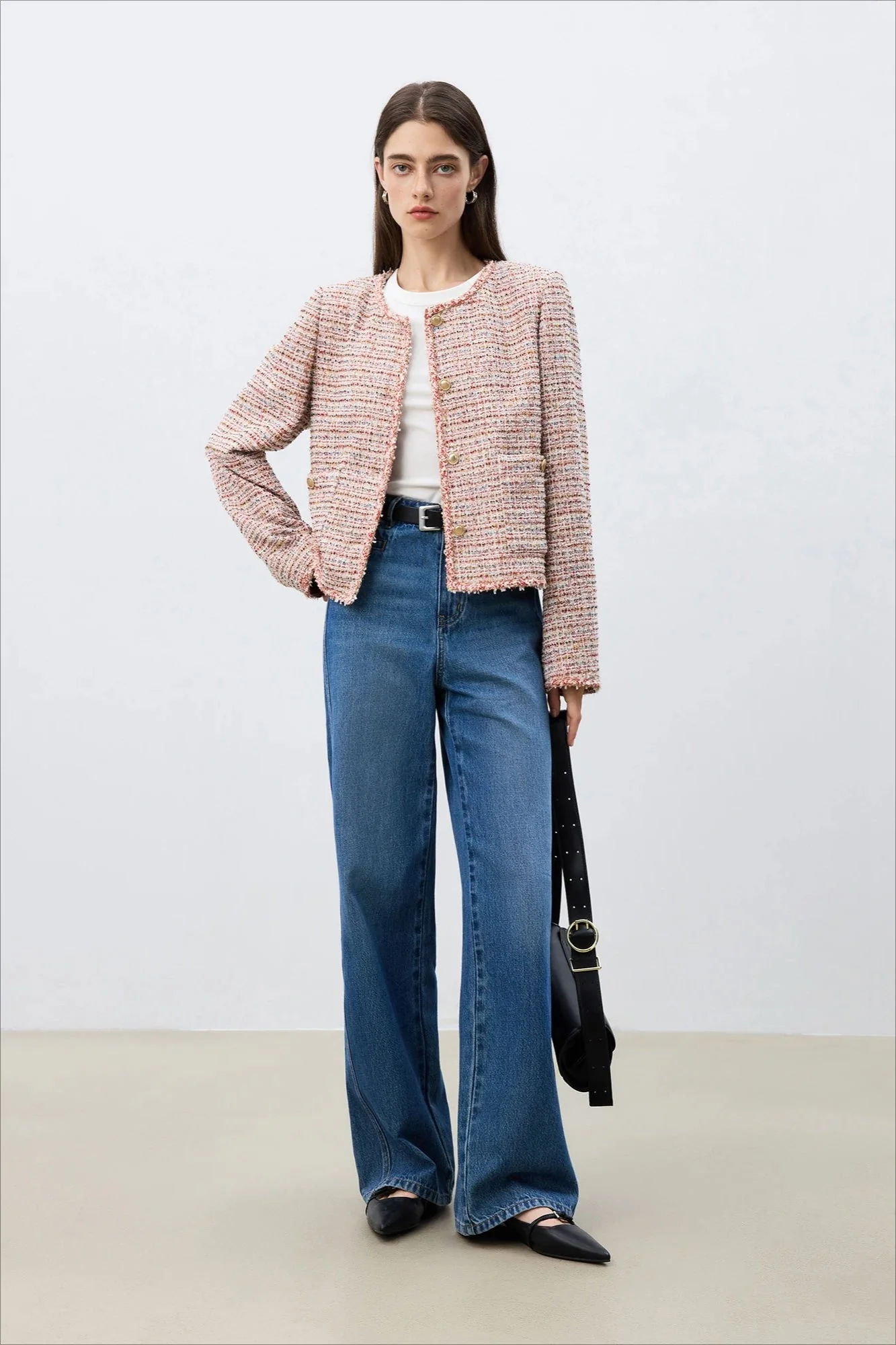 Round Neck Tweed Blend Jacket - Image 3