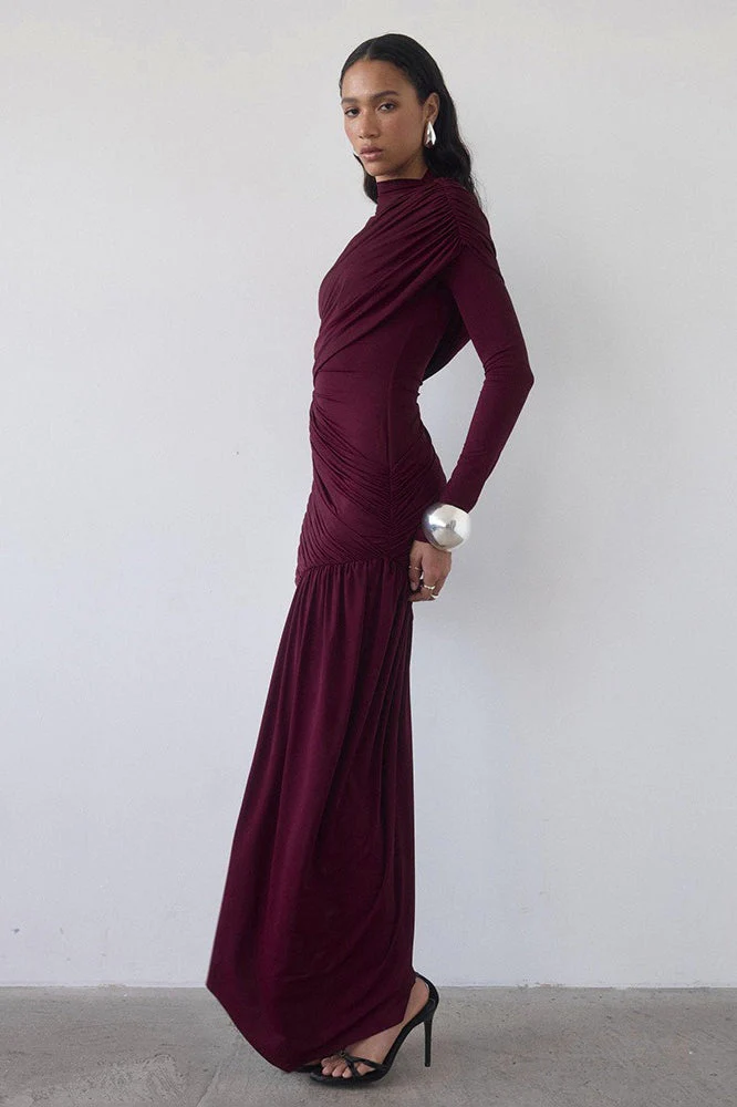 Ruched Asymmetric Ribbon Slim Mini Dress - Image 3