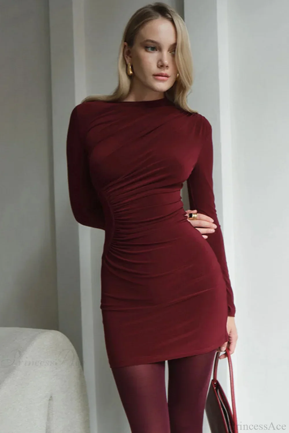Ruched Slim Fitted Waist Casual Mini Dress - Image 5