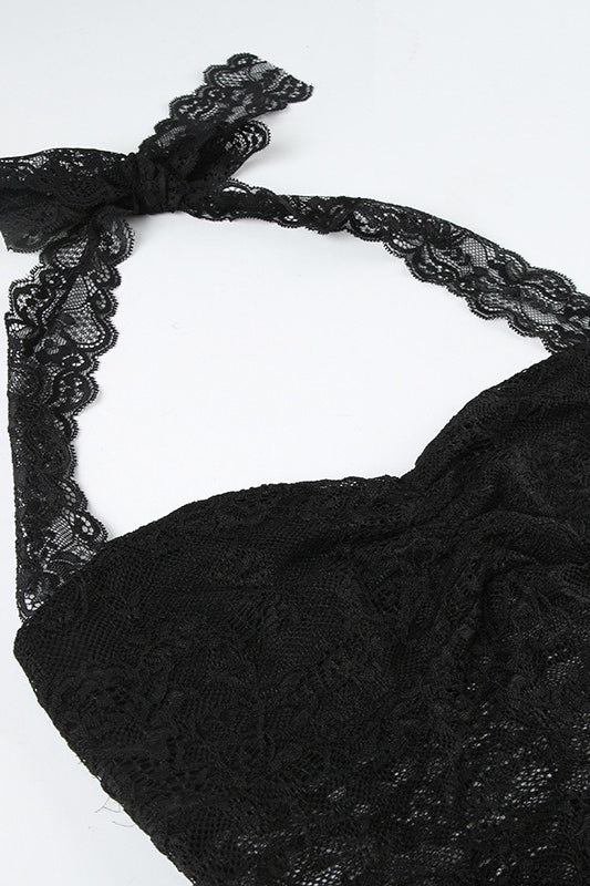 Ruched Tie Lace Sexy Slim Halter Top - Image 6