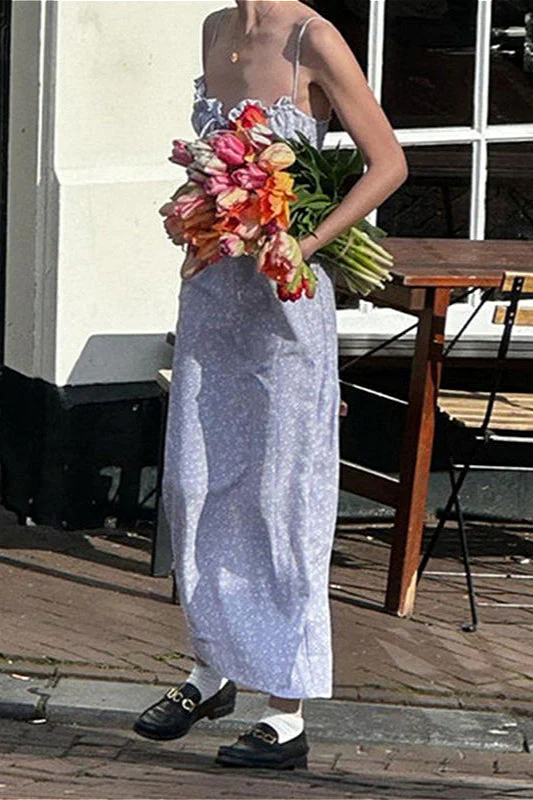Ruffle Spaghetti Strap Maxi Floral Dress - Image 3