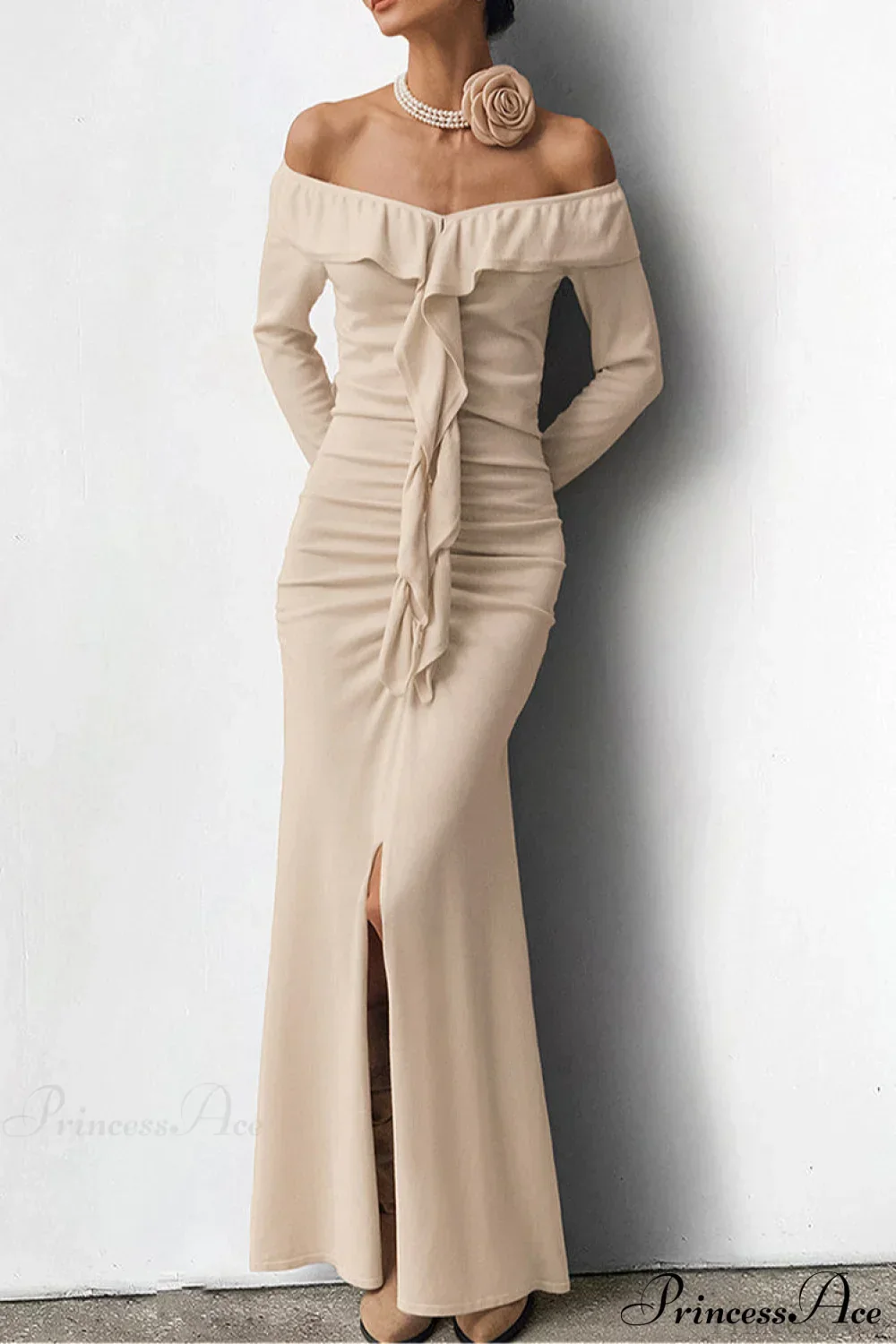 Ruffled Bandeau High end Split Mermaid Maxi Dress - Image 2