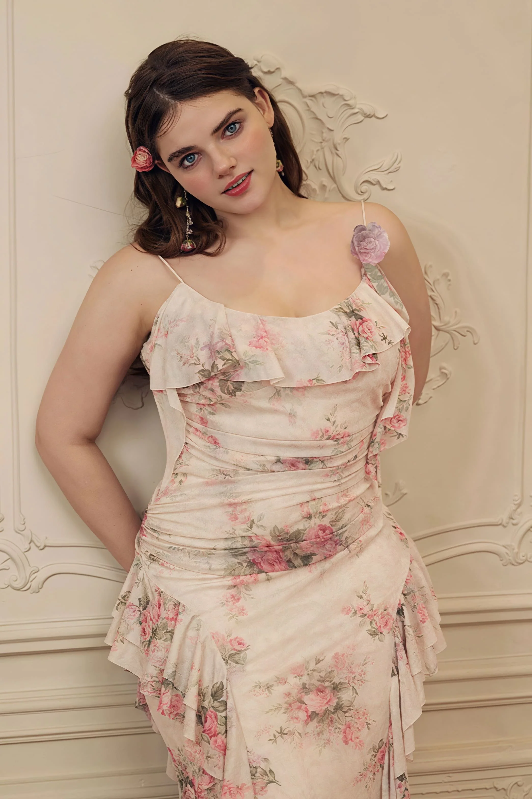 Ruffled Floral Asymmetrical Cami Maxi Dress - Image 7