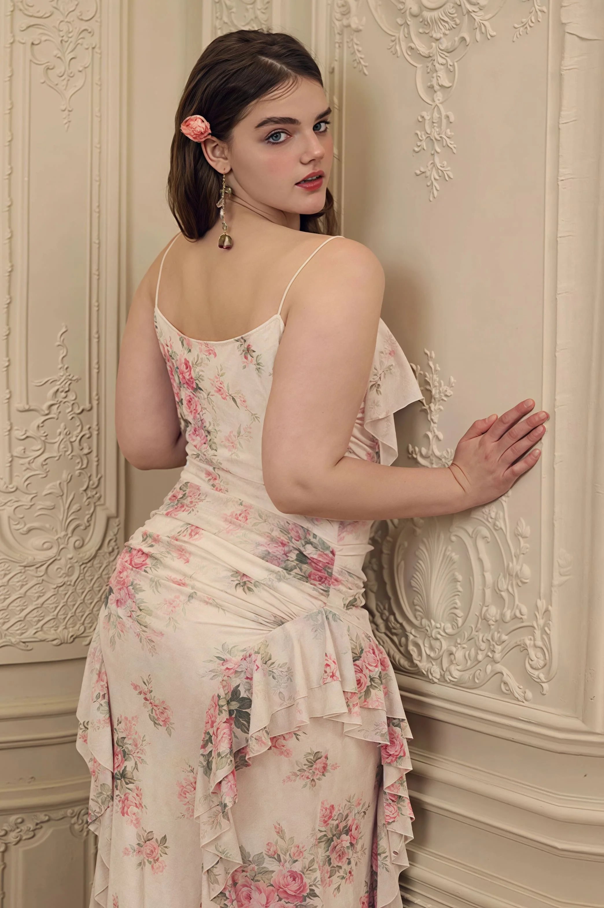 Ruffled Floral Asymmetrical Cami Maxi Dress - Image 8
