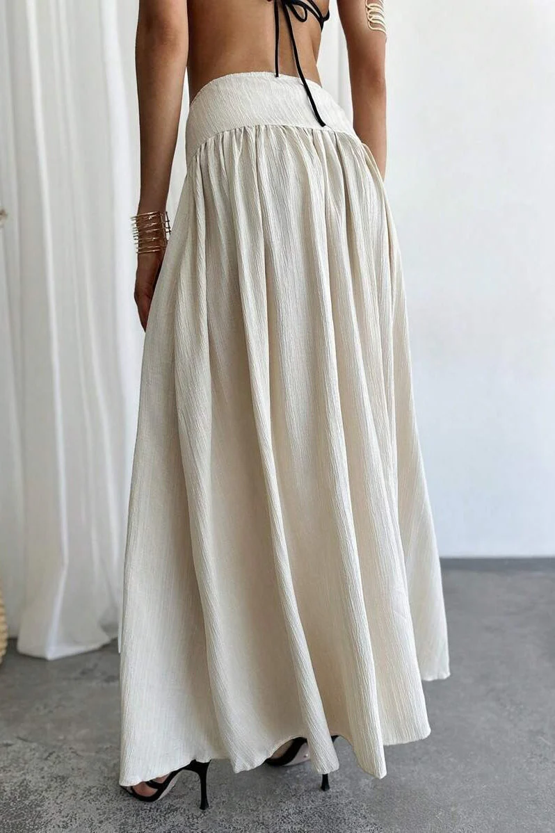 Ruffled High Waist A Line Belted Side Pocket Elegant Skirt - Image 3