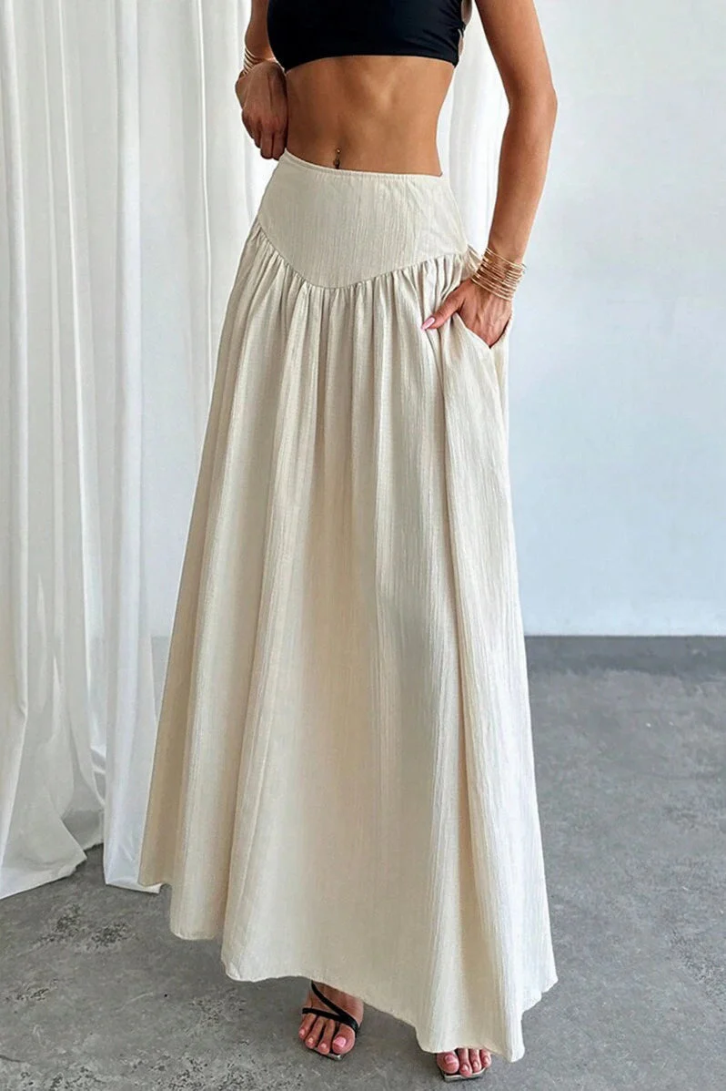 Ruffled High Waist A Line Belted Side Pocket Elegant Skirt - Image 4