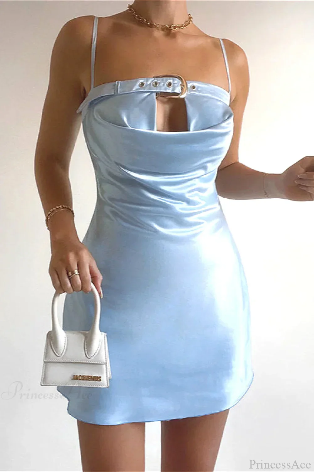 Satin Adjustable V Neck Hot Cami Mini Dress - Image 3
