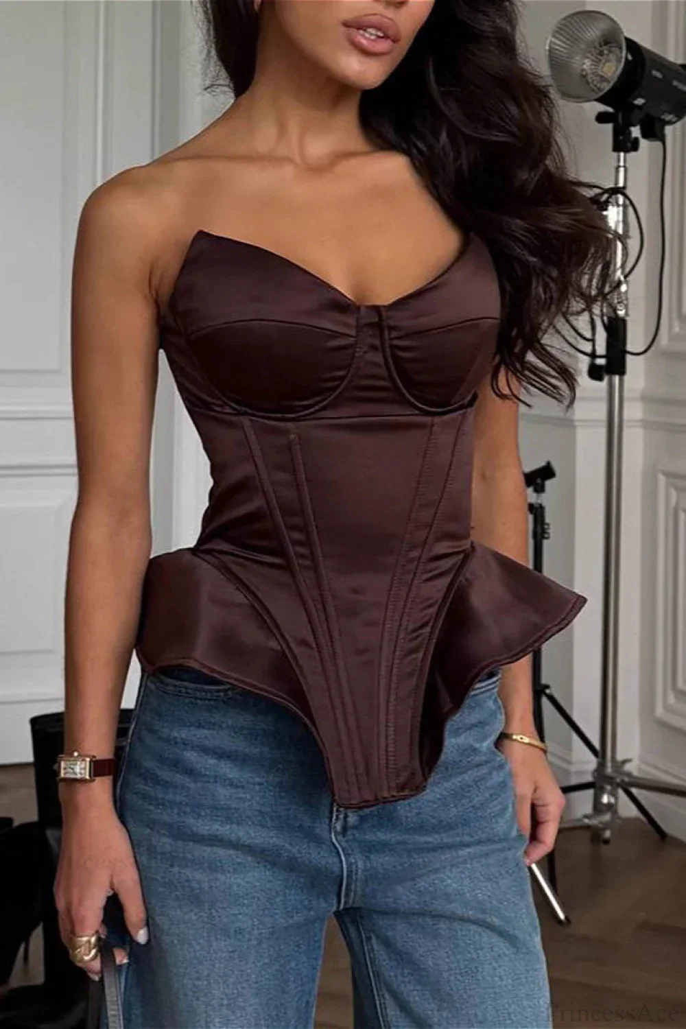 Satin Boned Fitted Bustier Corset - Image 3