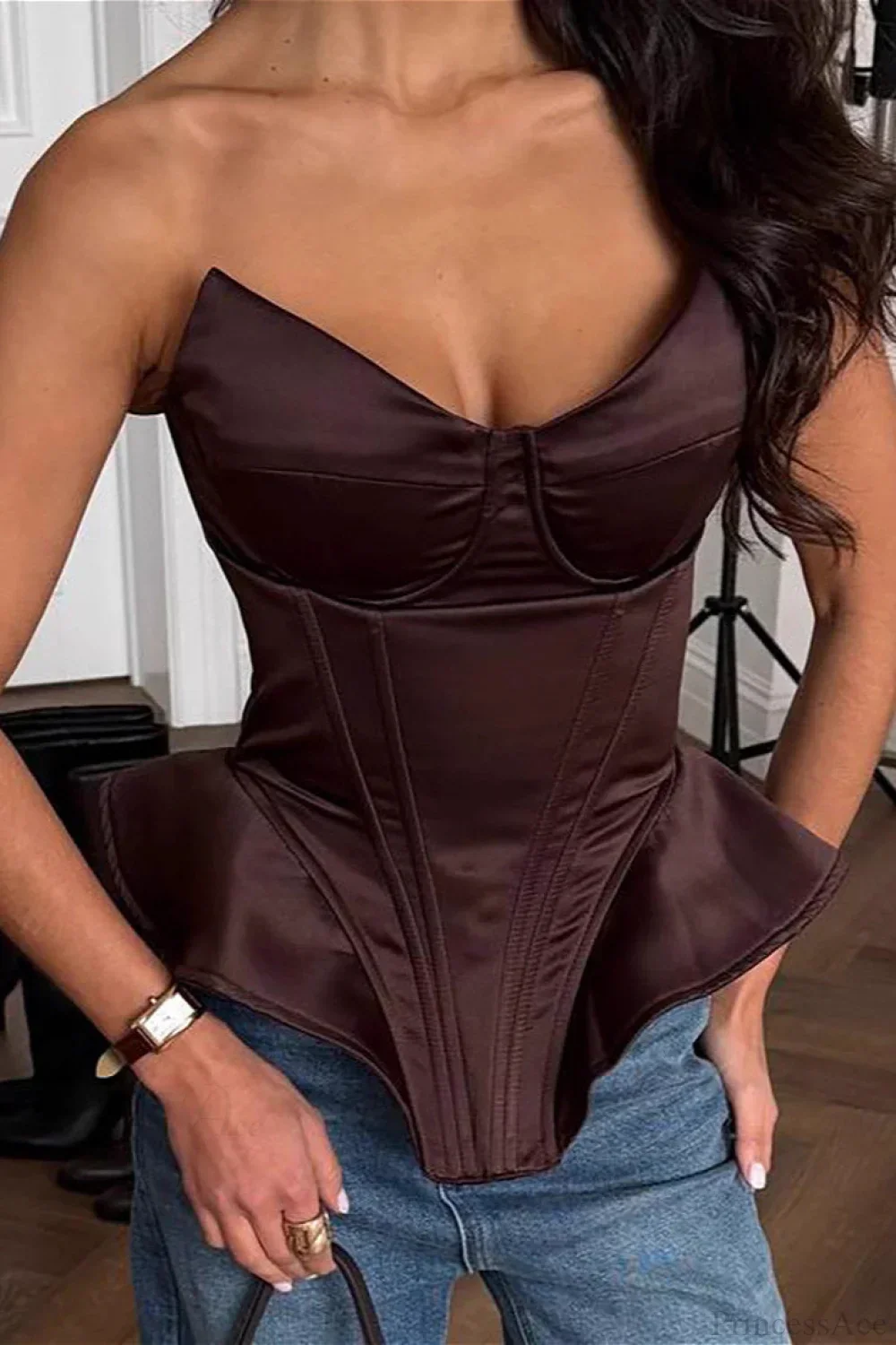 Satin Boned Fitted Bustier Corset - Image 4