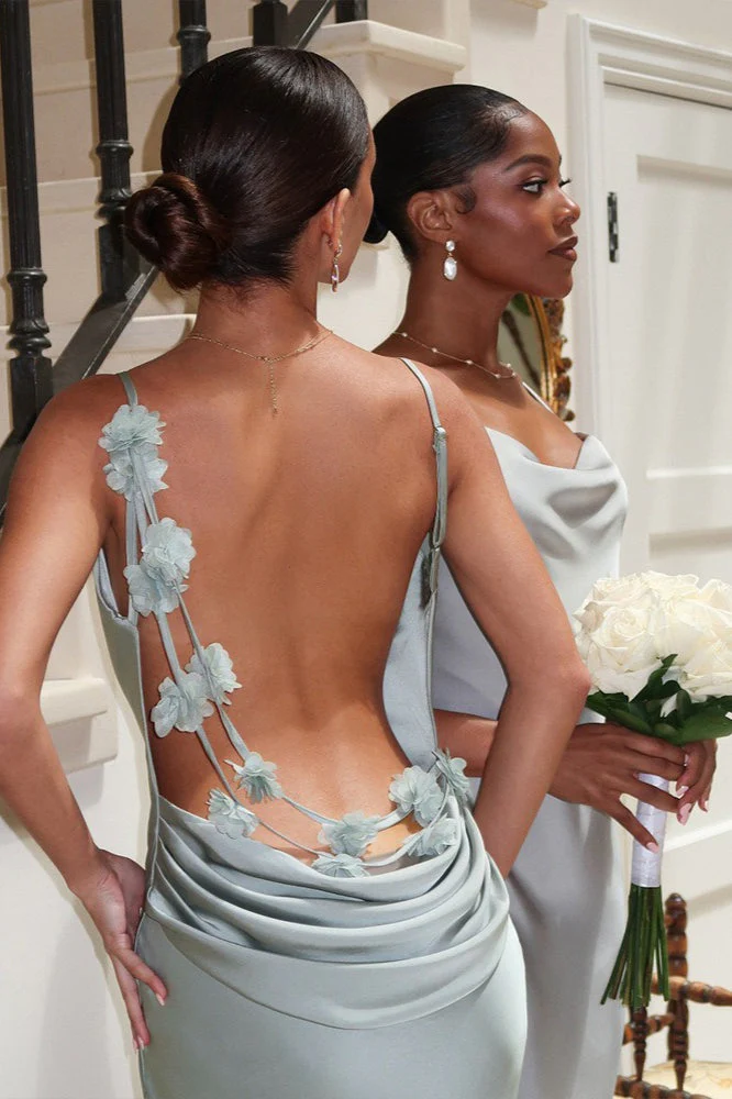 Satin Cami Backless Sexy Slim Fit Prom Dress - Image 2