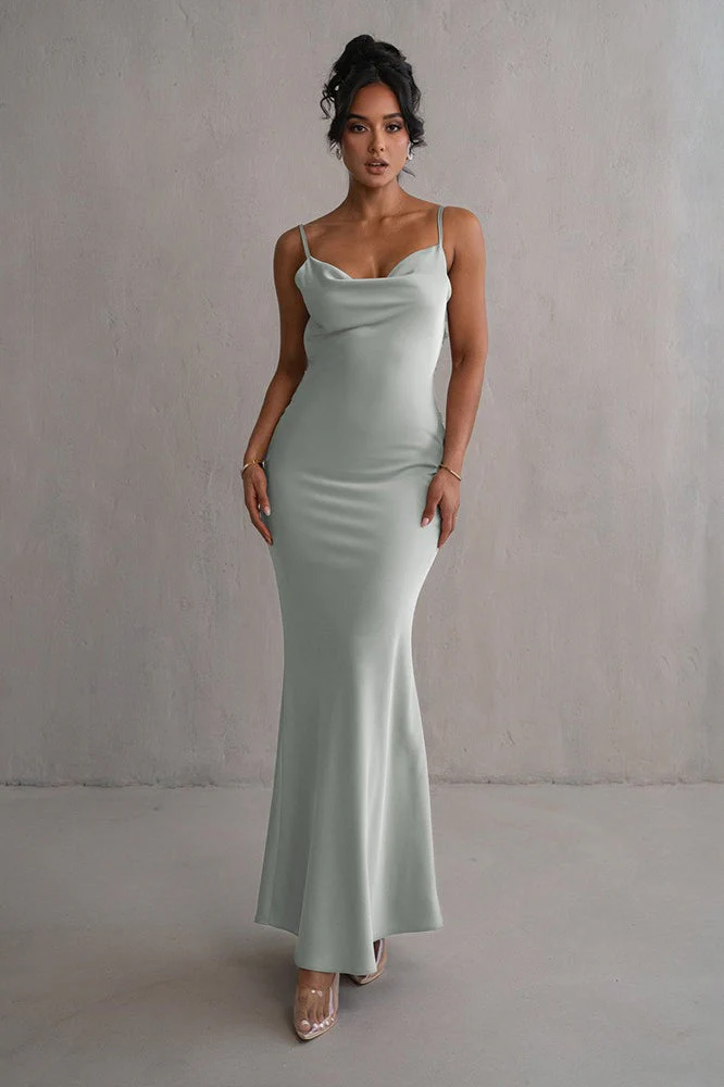 Satin Cami Backless Sexy Slim Fit Prom Dress - Image 3
