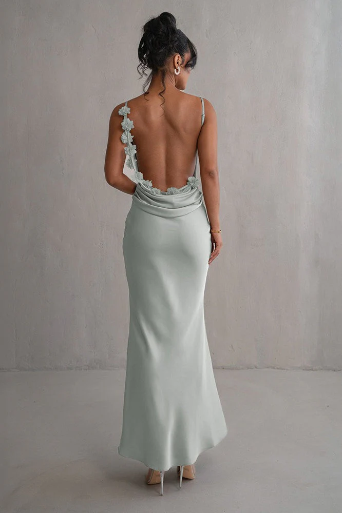 Satin Cami Backless Sexy Slim Fit Prom Dress - Image 4
