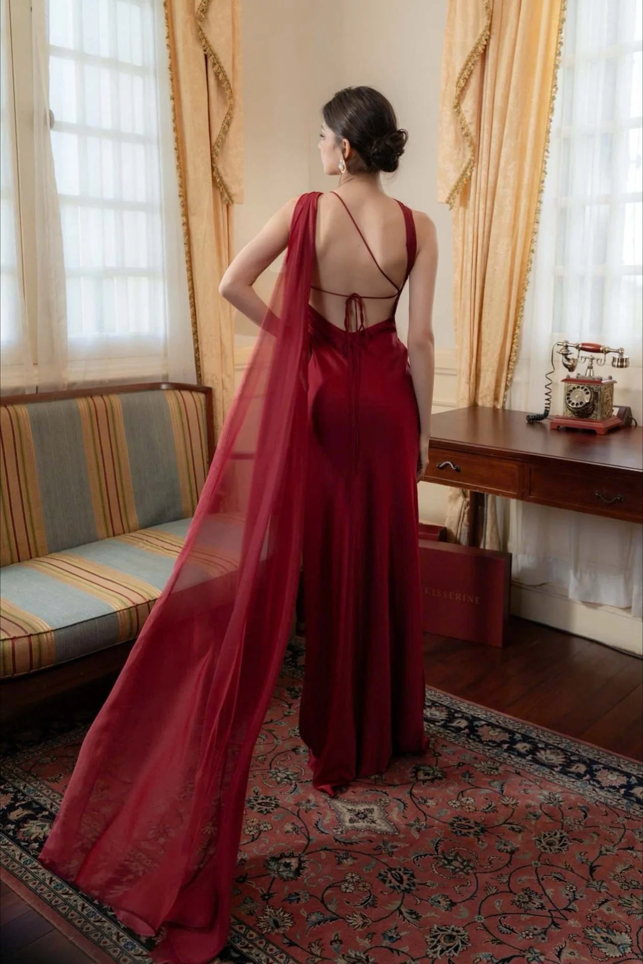Satin Mermaid Slim Fit Elegant One Shoulder Solid Color Prom Dress - Image 11
