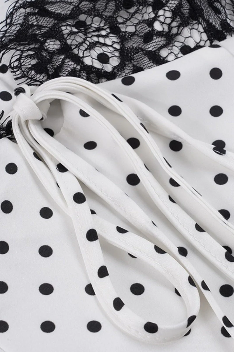 Satin Polka Dot Lace Cami Top - Image 6