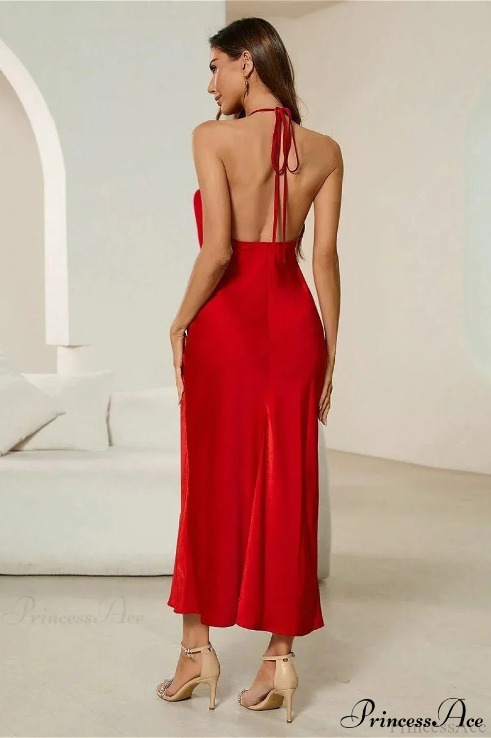Satin Spaghetti Strap Sexy Party Dress - Image 4