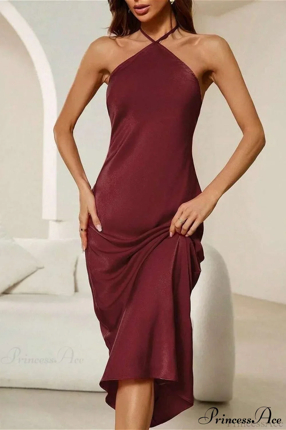 Satin Spaghetti Strap Sexy Party Dress - Image 6