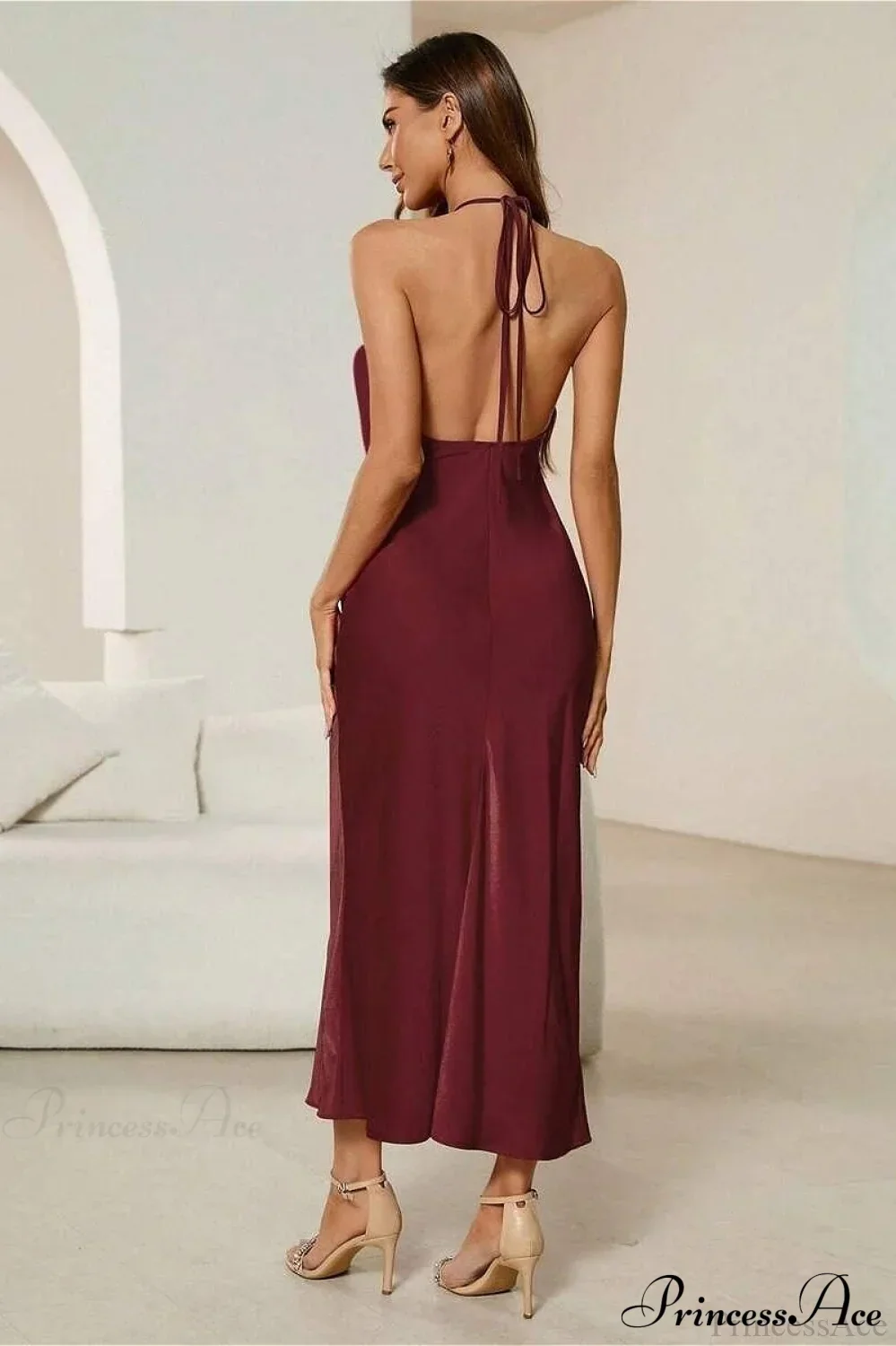 Satin Spaghetti Strap Sexy Party Dress - Image 7