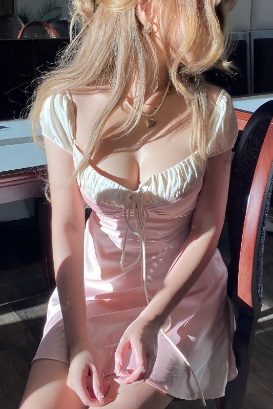 Satin Strapless Tie Slim Romantic Maxi Dress - Image 9