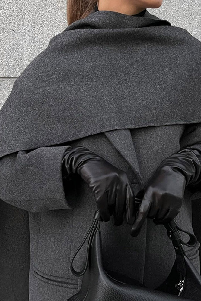 Scarf Collar Extra-Long Woolen Overcoat - Image 11