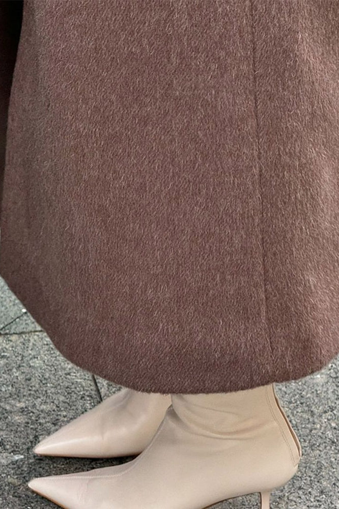 Scarf Collar Extra-Long Woolen Overcoat - Image 5