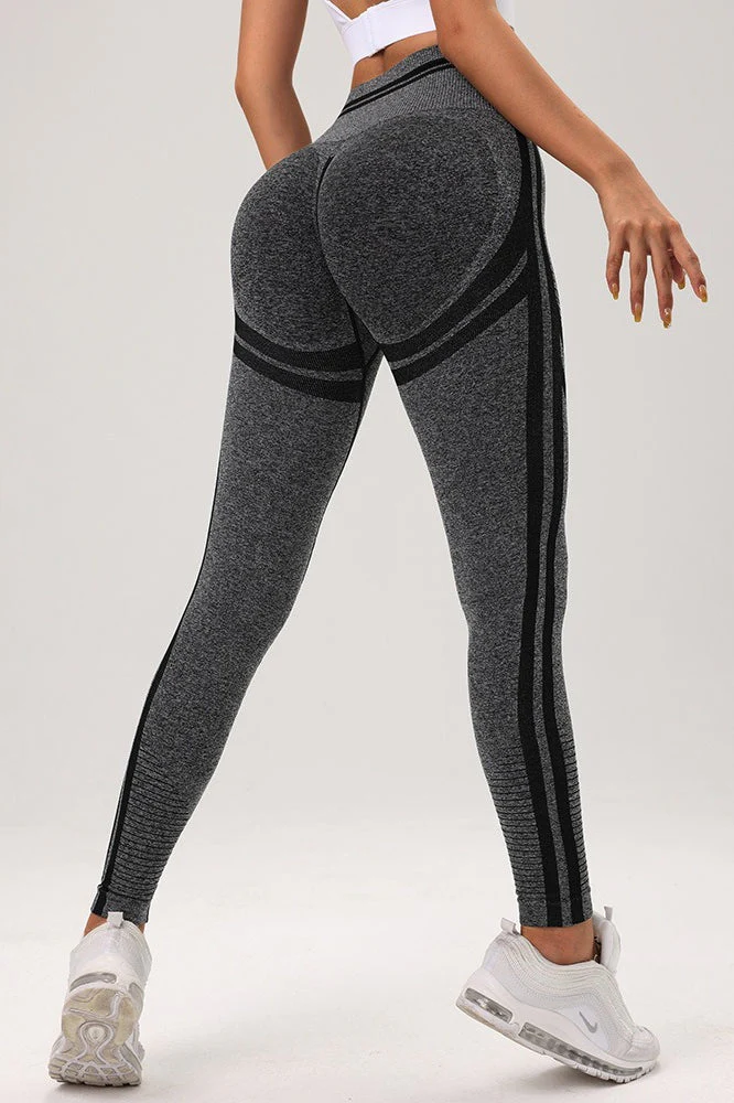 Seamless Striped High-Waist Sculpting Workout Leggings - Image 11