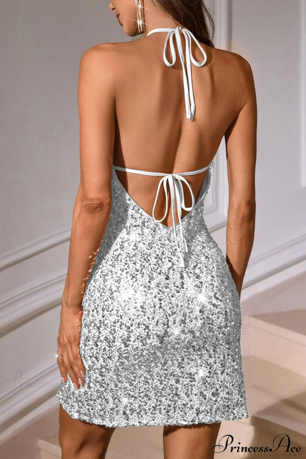 Sequin Backless Spaghetti Strap Sexy Party Dress - Image 6
