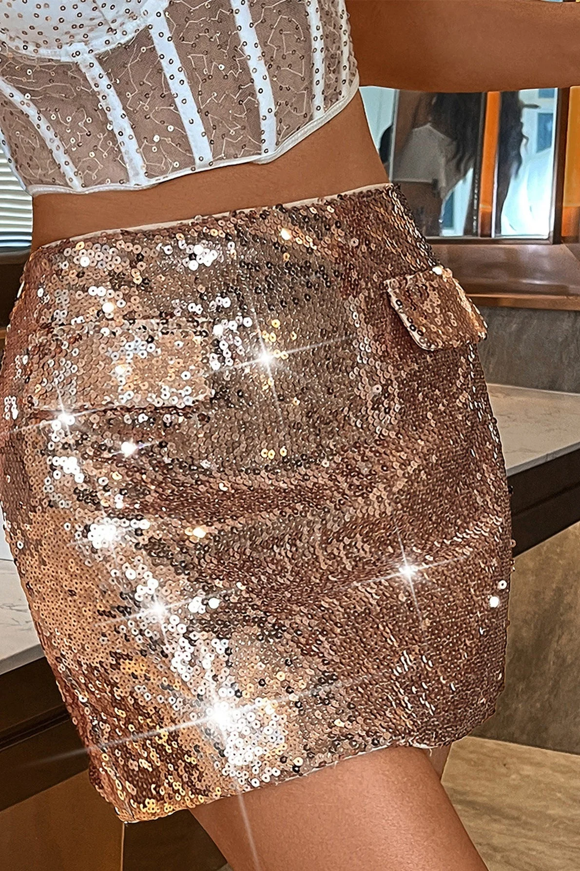 Sequin Bodycon Mini Skirt - Image 16