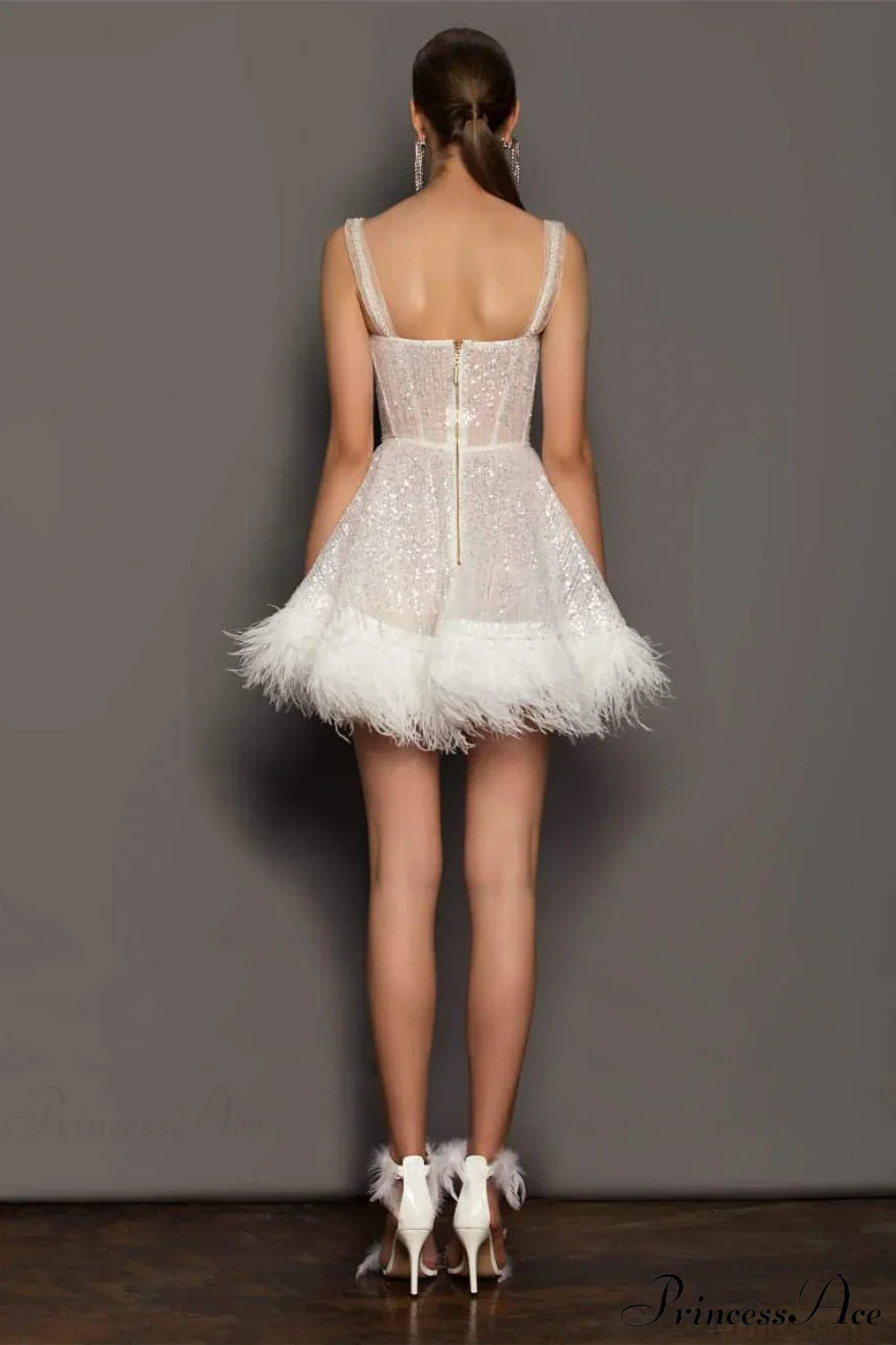 Sequin Feather Strapless Party Dress - Image 5