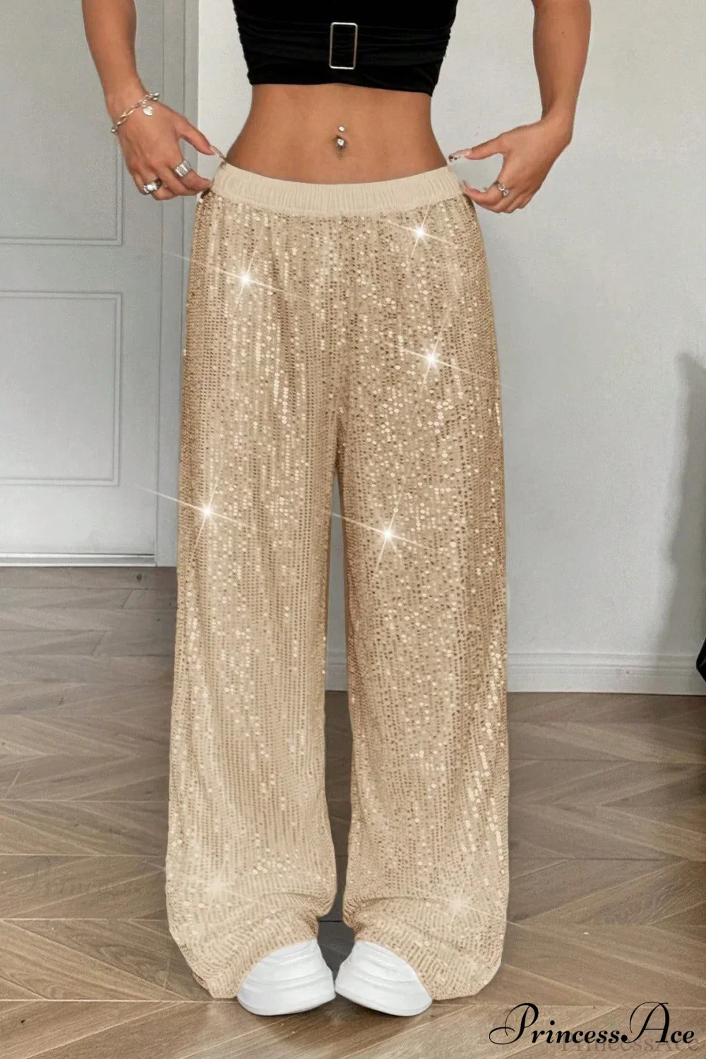 Sequin High Waist Flowy Wide-Leg Pants - Image 3