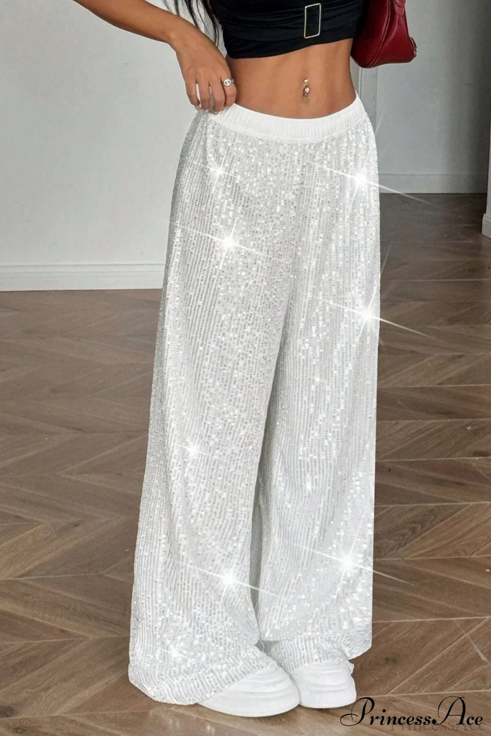 Sequin High Waist Flowy Wide-Leg Pants - Image 6