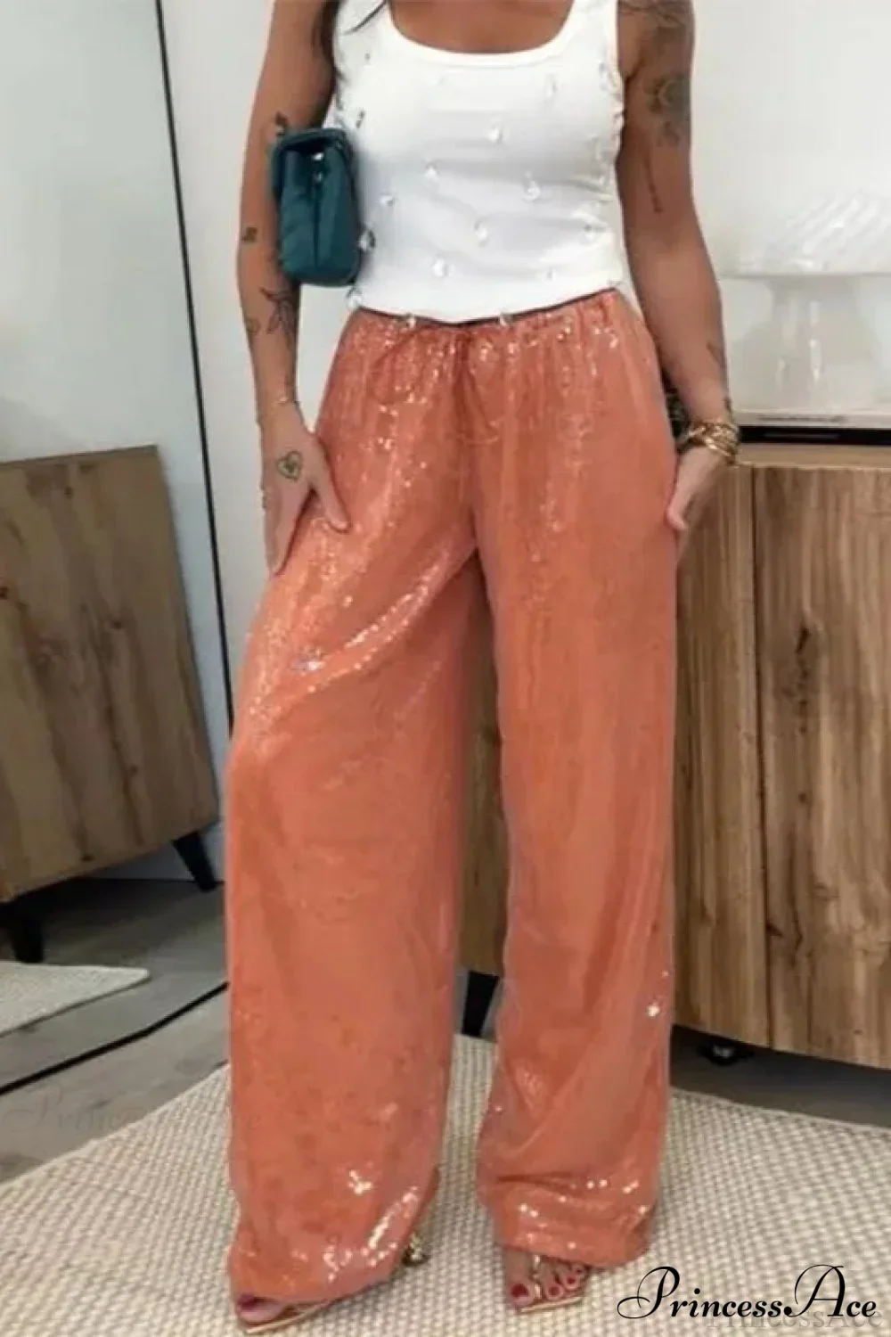 Sequin Loose Wide-Leg Casual Pants - Image 8