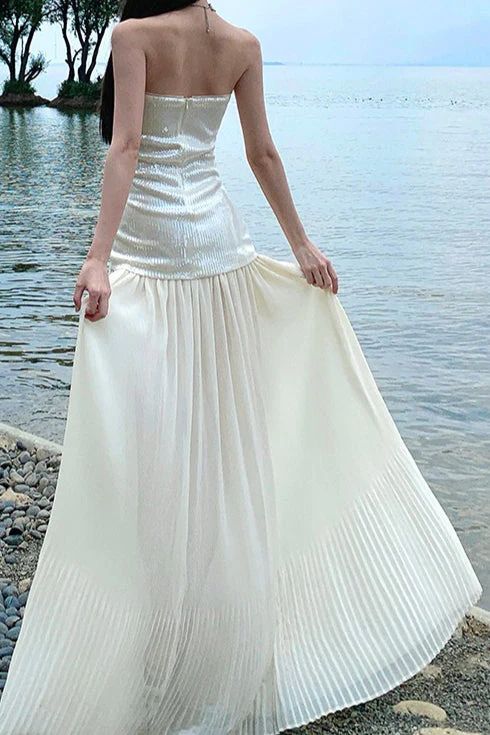 Sequin Patchwork Strapless Flowy Maxi Dress - Image 6