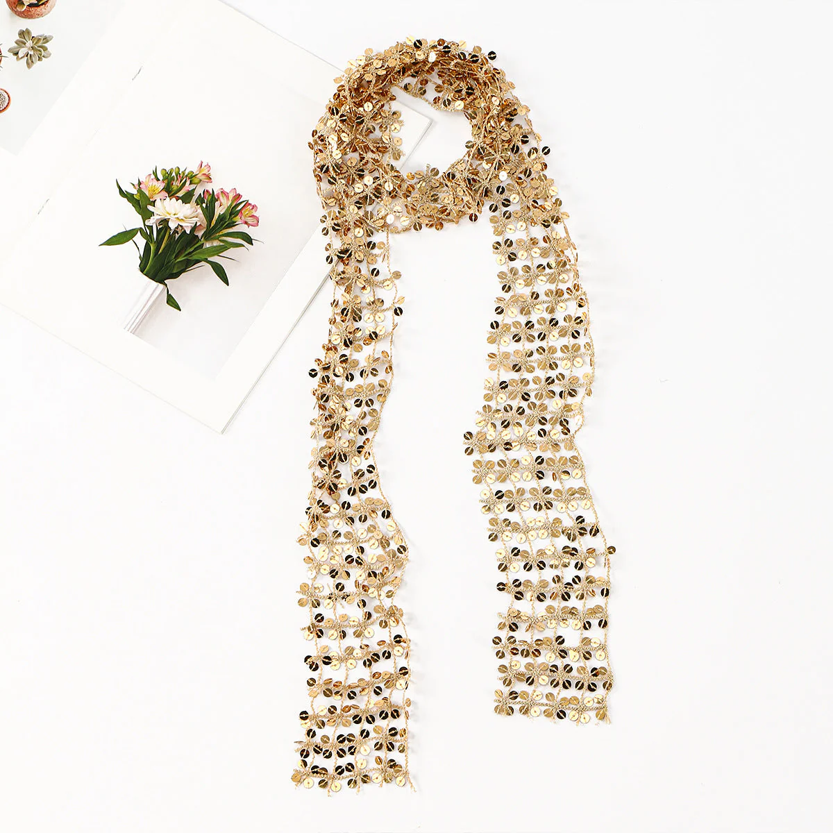 Sequin Scarf Hollow Out All Match NeckLace - Image 2