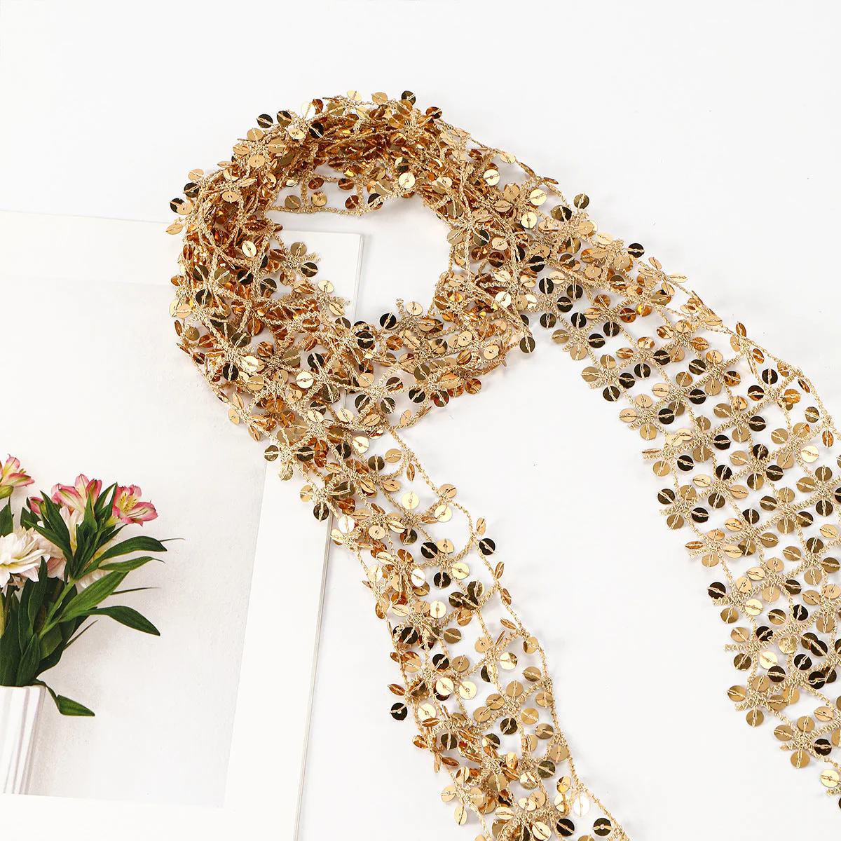 Sequin Scarf Hollow Out All Match NeckLace - Image 3