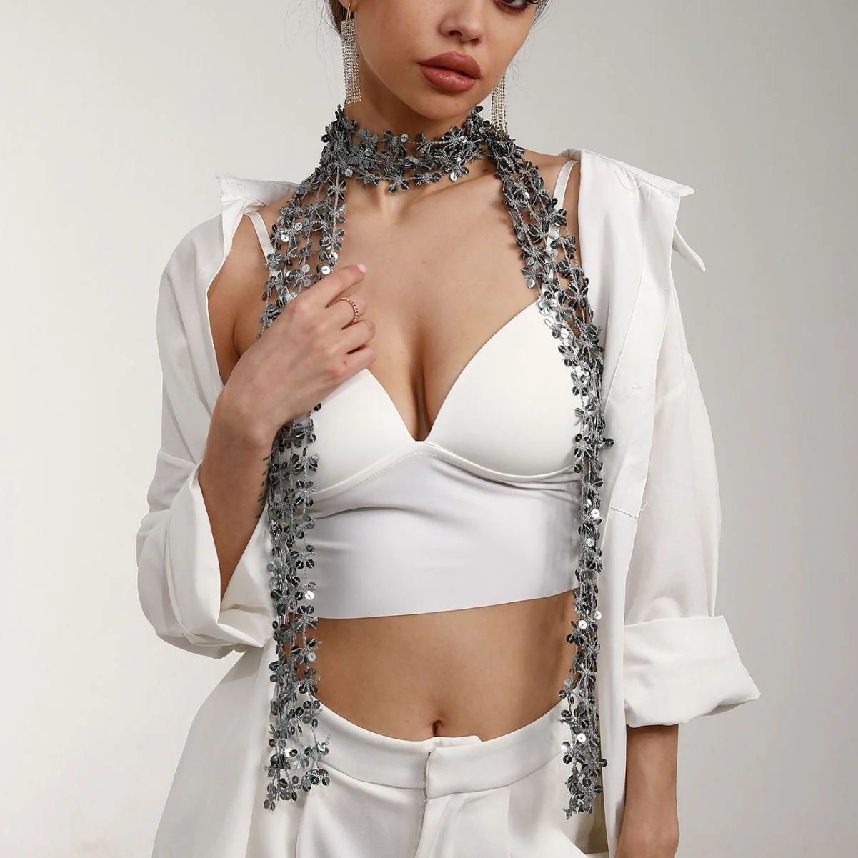 Sequin Scarf Hollow Out All Match NeckLace - Image 5