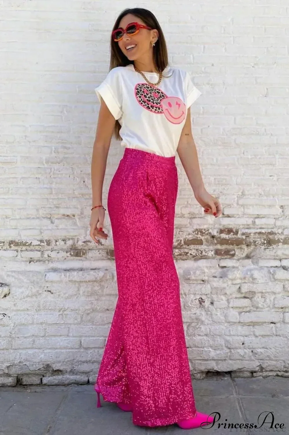 Sequin Slim-Fit Straight Casual Pants - Image 11