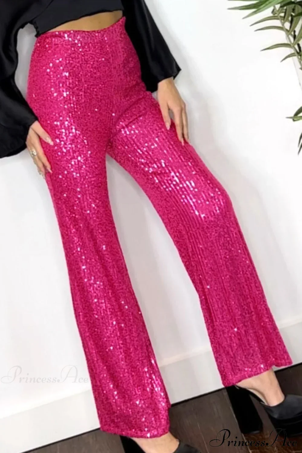 Sequin Slim-Fit Straight Casual Pants - Image 12