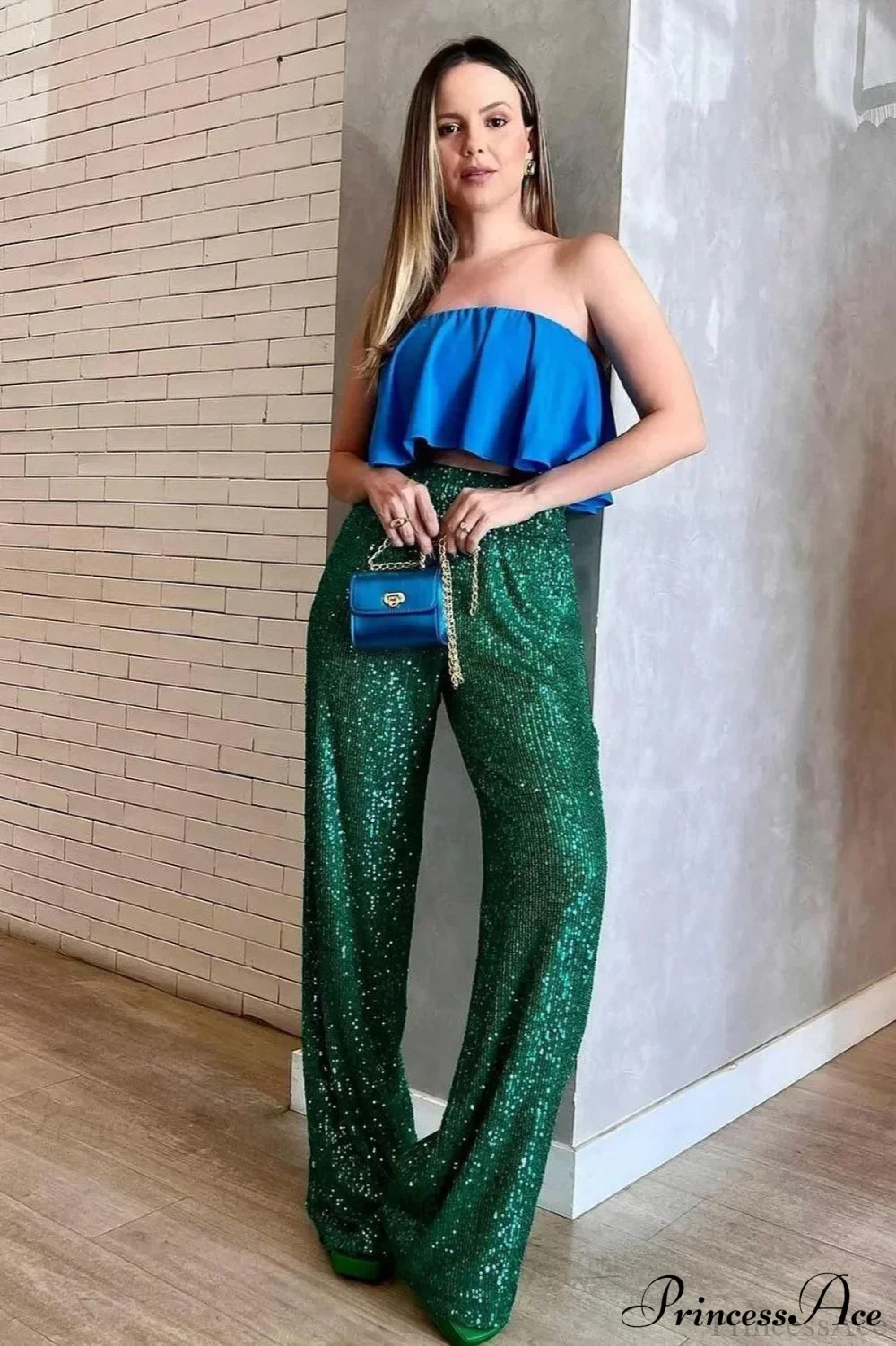 Sequin Slim-Fit Straight Casual Pants - Image 13