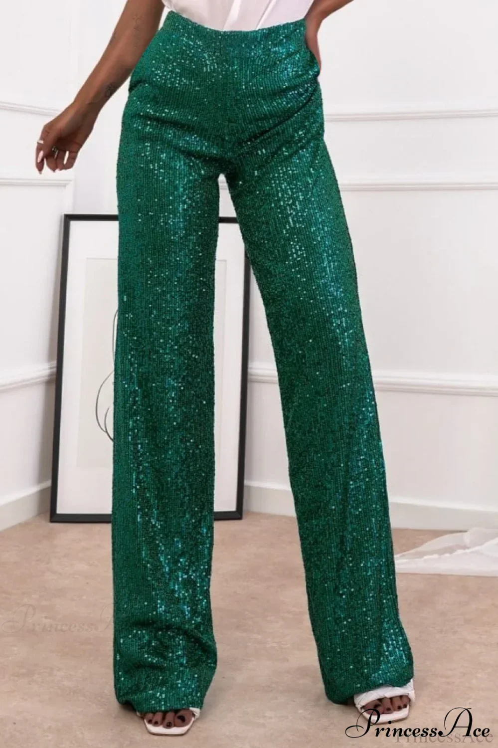 Sequin Slim-Fit Straight Casual Pants - Image 14
